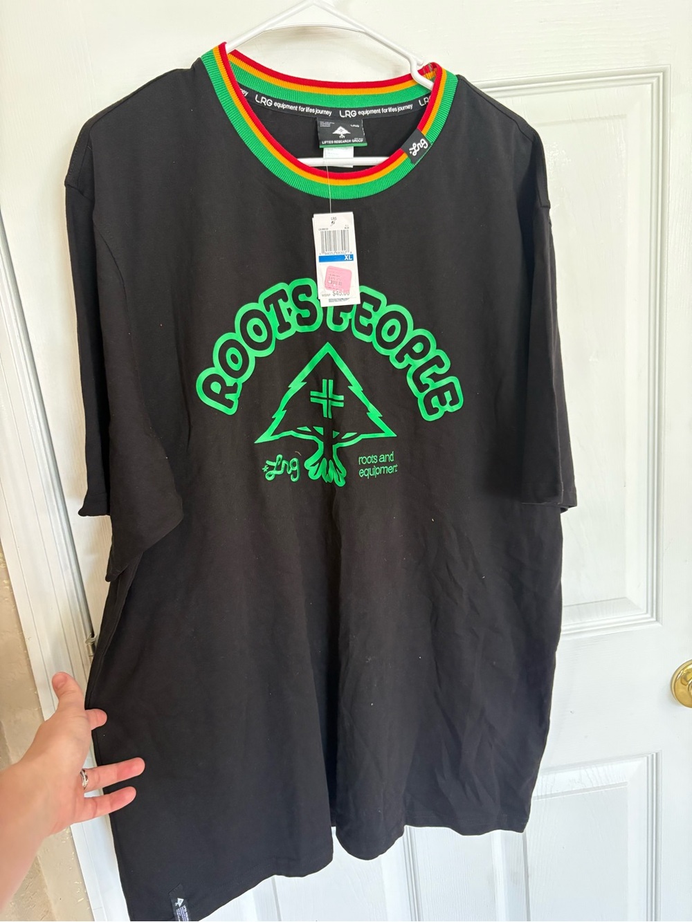 LRG Roots People Graphic T-Shirt XL Black Rasta Stripe NWT